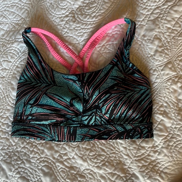 Lululemon Energy Sports Bra Blue and Pink Fern Print - Picture 1 of 6